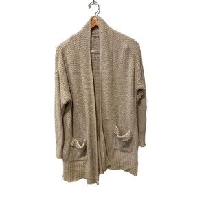 Barefoot Dreams Cozychic Lite Women's Open front Cardigan Sz L Tan